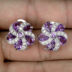Превосходные серьги с аметистами