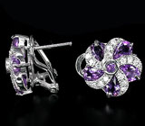 Превосходные серьги с аметистами Серебро 925
