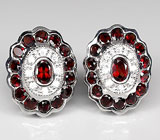 Эффектные серьги с гранатами Серебро 925
