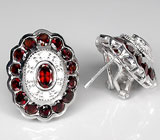 Эффектные серьги с гранатами Серебро 925