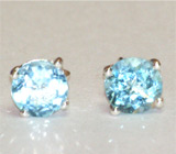 Пусеты с голубыми топазами Серебро 925