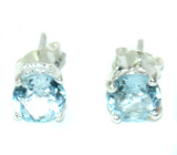 Пусеты с голубыми топазами Серебро 925