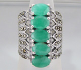 Широкое кольцо с изумрудами Серебро 925