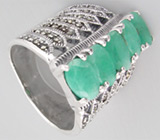 Широкое кольцо с изумрудами Серебро 925