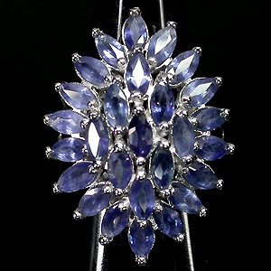 Кольцо с синими сапфирами