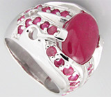 Широкое кольцо с сапфирами Серебро 925