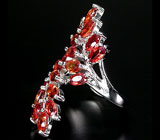 Элегантное кольцо с сапфирами падпараджа Серебро 925