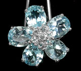 Прелестное кольцо-цветок с топазами Серебро 925