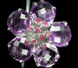 Кольцо-цветок с аметистами и розовыми сапфирами Серебро 925