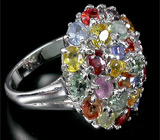 Кольцо с разноцветными сапфирами Серебро 925