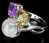 Оригинальное кольцо с самоцветами Серебро 925