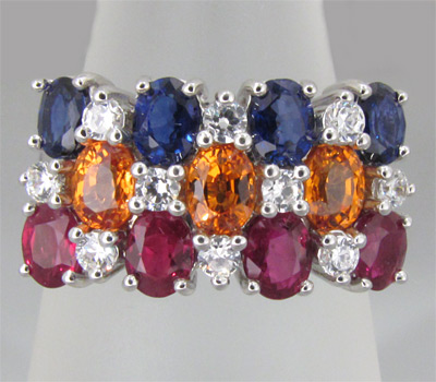 Кольцо из коллекции "Sunshine" с разноцветными сапфирами