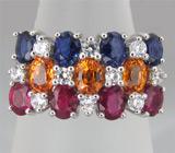 Кольцо из коллекции "Sunshine" с разноцветными сапфирами Серебро 925