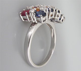 Кольцо из коллекции "Sunshine" с разноцветными сапфирами Серебро 925