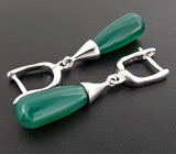 Серьги с зелеными агатами Серебро 925
