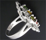 Кольцо с разноцветными турмалинами Серебро 925