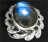 Эффектное кольцо с лабрадоритом Серебро 925