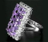 Стильное кольцо с аметистами Серебро 925