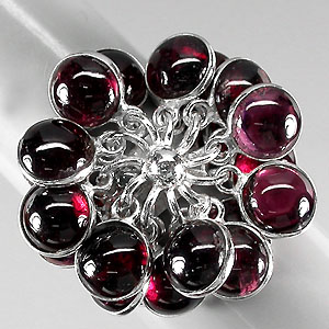 Оригинальное кольцо с родолитами гранатами