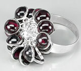 Оригинальное кольцо с родолитами гранатами Серебро 925