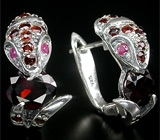 Серьги "Кобра" с гранатами Серебро 925