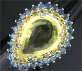 Кольцо с лимонным цитрином и сапфирами Серебро 925