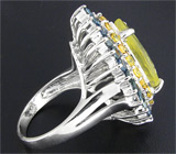 Кольцо с лимонным цитрином и сапфирами Серебро 925