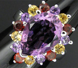 Великолепное кольцо с самоцветами Серебро 925