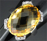 Кольцо с золотистым цитрином Серебро 925