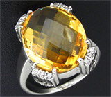 Кольцо с золотистым цитрином Серебро 925