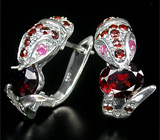 Серьги "Кобра" с гранатами Серебро 925