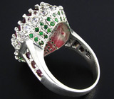 Кольцо с облагороженным рубином и гранатами Серебро 925