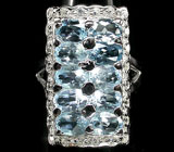 Стильное кольцо с голубыми топазами Серебро 925