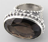 Перстень с дымчатым топазом Серебро 925