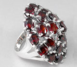 Великолепное массивное кольцо с гранатами Серебро 925