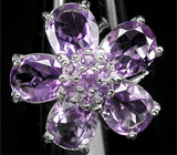 Чудесное кольцо-цветок с аметистами Серебро 925