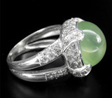 Кольцо с пастельно-зеленым пренитом и сапфирами Серебро 925