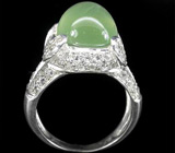 Кольцо с пастельно-зеленым пренитом и сапфирами Серебро 925