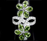 Прелестное кольцо с перидотами Серебро 925