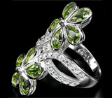 Прелестное кольцо с перидотами Серебро 925