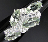 Замечательное кольцо с зелеными аметистами Серебро 925