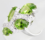 Замечательное кольцо с перидотами Серебро 925