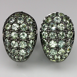 Черненые серьги с зелеными сапфирами