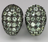 Черненые серьги с зелеными сапфирами Серебро 925