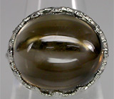 Кольцо с кабошоном дымчатого топаза Серебро 925