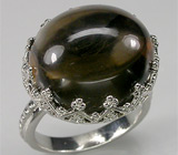 Кольцо с кабошоном дымчатого топаза Серебро 925