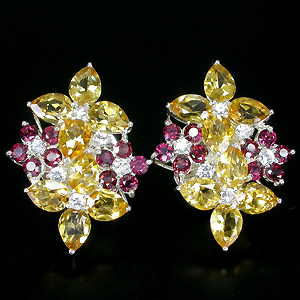 Великолепные серьги с цитринами и гранатами