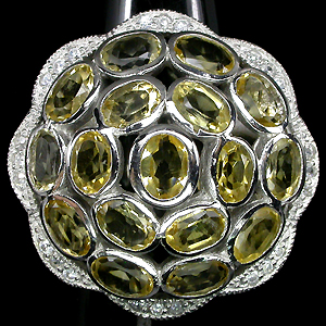 Замечательное крупное кольцо с цитринами