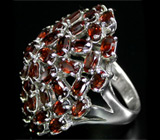 Великолепное крупное кольцо с гранатами Серебро 925