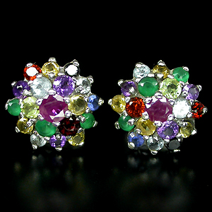 Праздничные пусеты с самоцветами